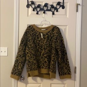 Madewell Crewneck Pullover Sweater in Leopard